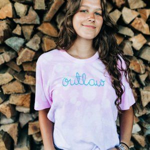 Lingua Franca Outlaw Tie Dye Embroidered T-Shirt Small